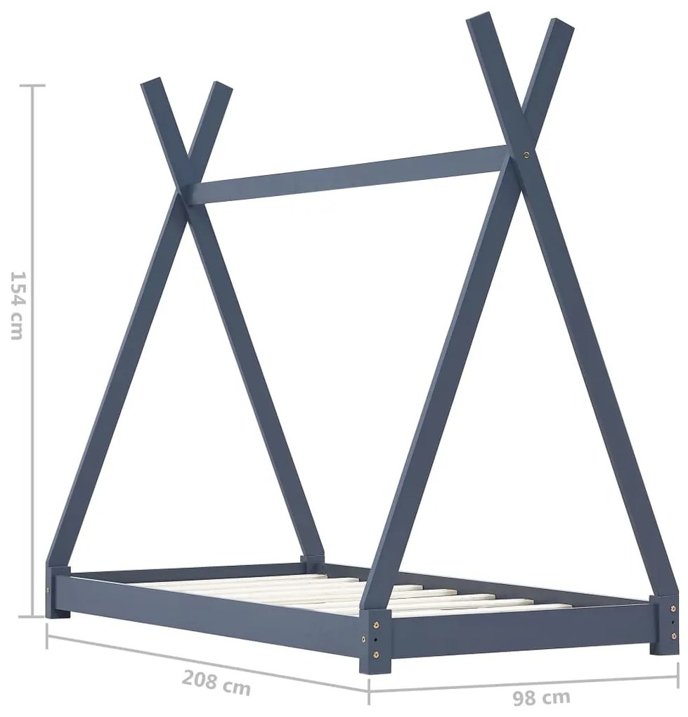 Estrutura de cama para crianças 90x200 cm pinho maciço cinzento