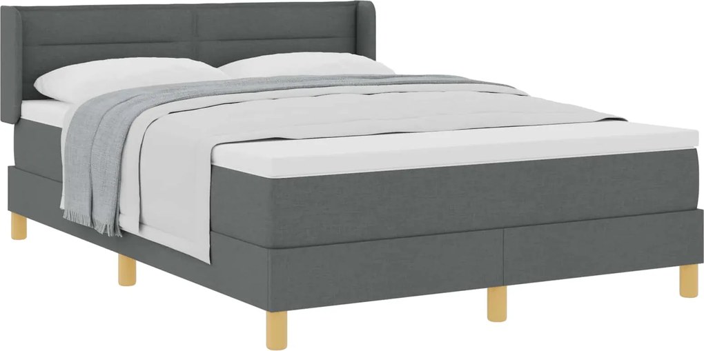 vidaXL Cama Box com colchão Cinza Escuro 200 x 160 cm Poliéster
