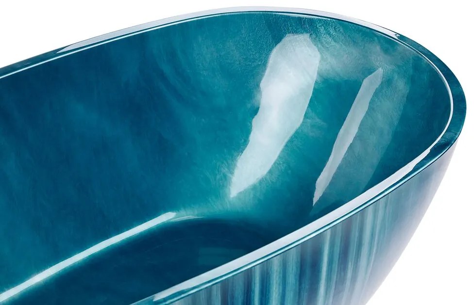 Banheira autónoma a simular mármore 170 x 80 cm azul marinho RIOJA Beliani