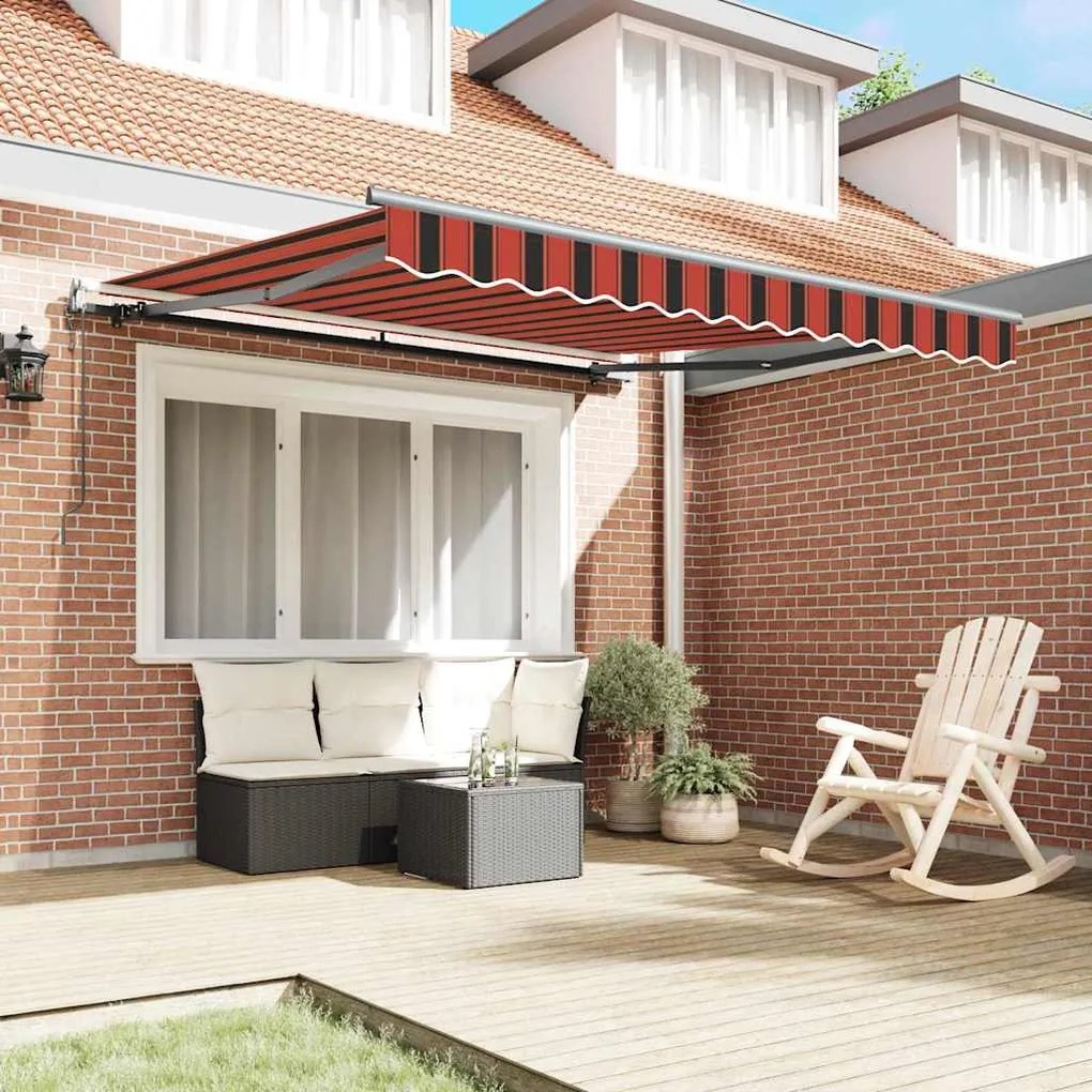 Toldo Retrátil Automático Laranja e Marrom 350 x 250 cm