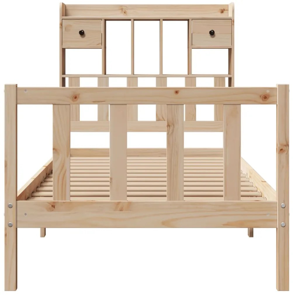 Cama com estante sem colchão 75x190 cm pinho maciço