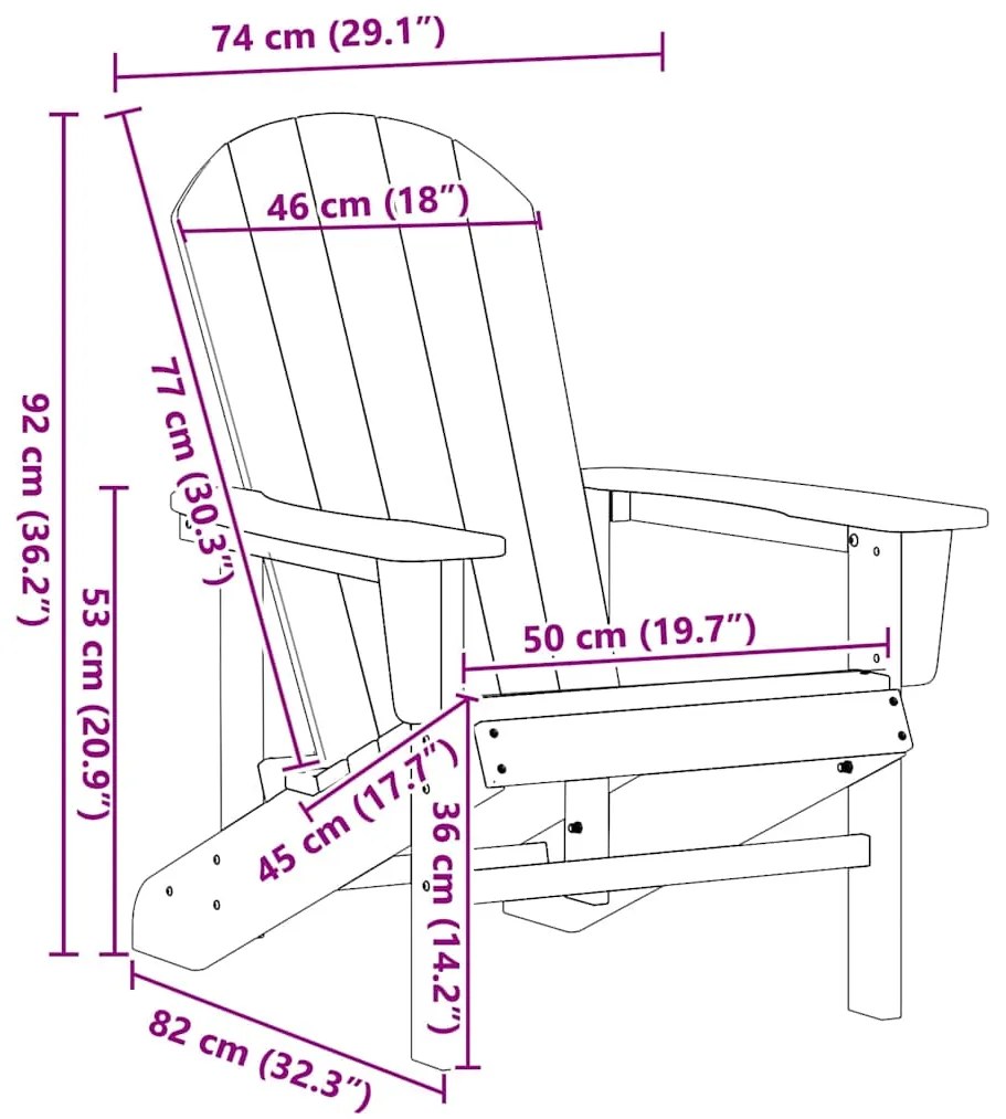 Cadeiras Adirondack vidaXL 2 pcs Cinza Claro 74x82x90 cm HDPE