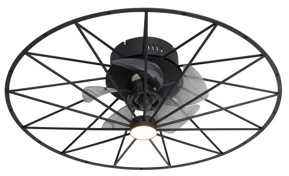 Ventilador de teto preto 62cm incl. LED regulável com controle remoto - Yaran