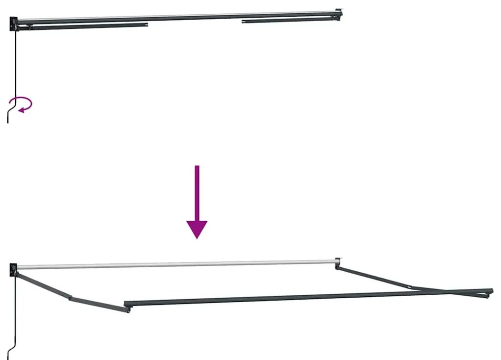 Toldo retrátil 4x3 m tecido e alumínio antracite e branco