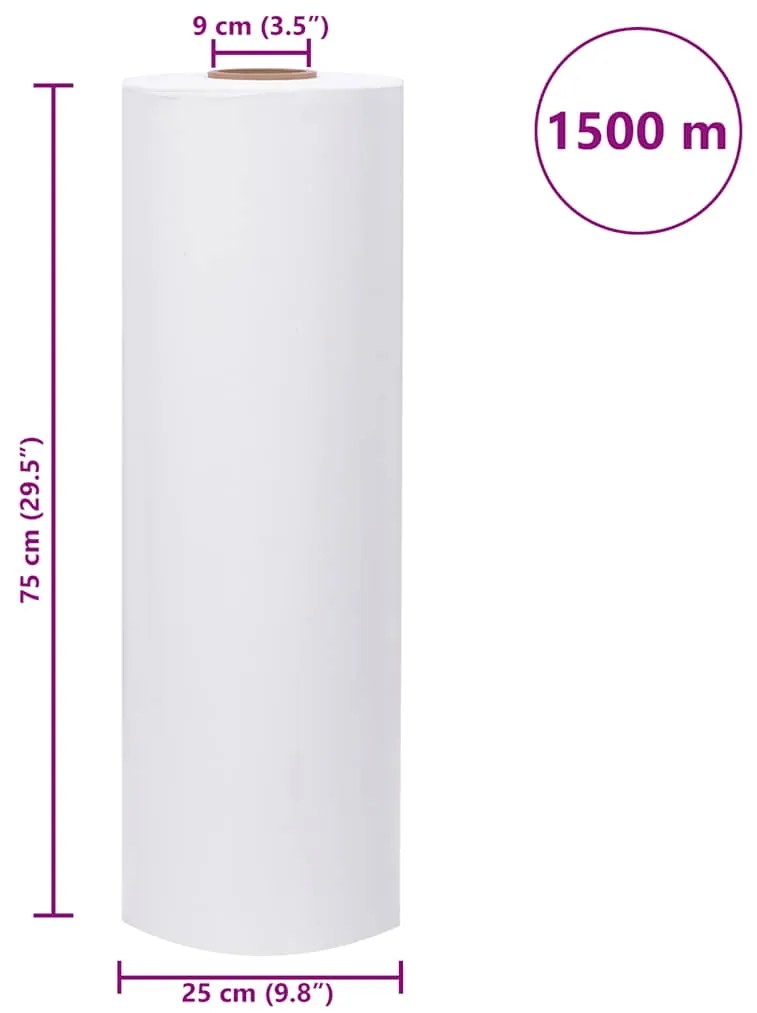 Película extensível agrícola branco 25 µm 75 cm x 1500 m