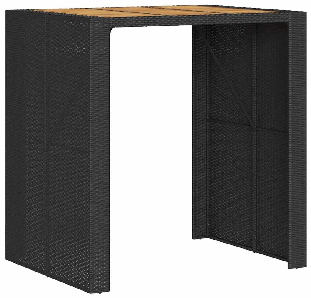 5 pcs conjunto de bar jardim c/ almofadões vime PE/acácia preto