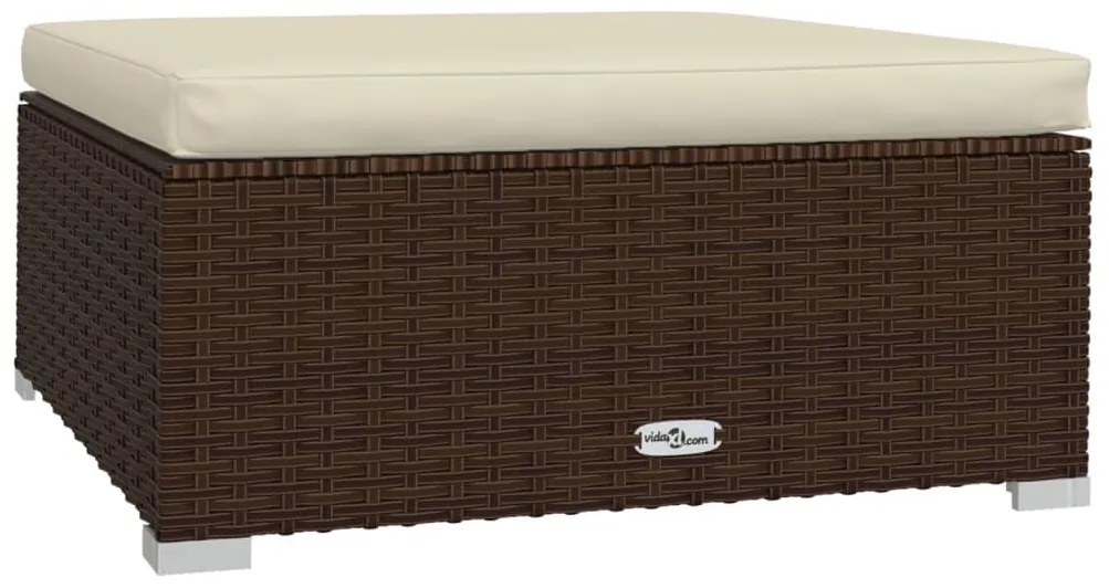 6 pcs conjunto lounge jardim c/ almofadões vime PE castanho