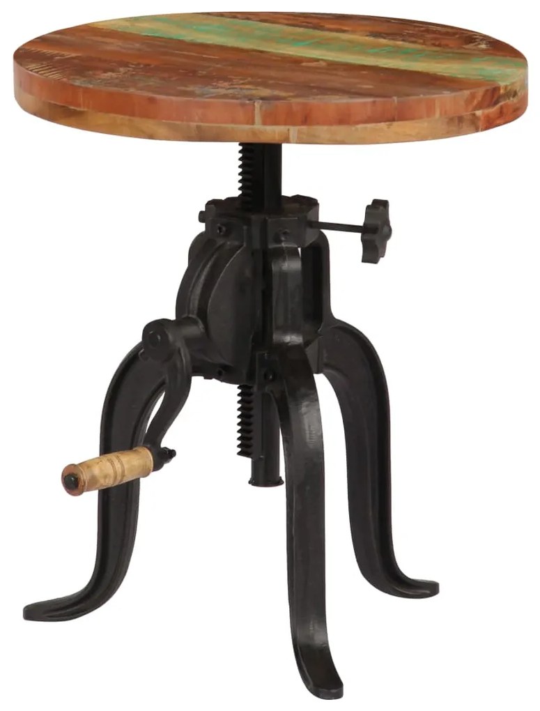 Mesa de apoio 45x (45-62) cm madeira recuperada e ferro fundido