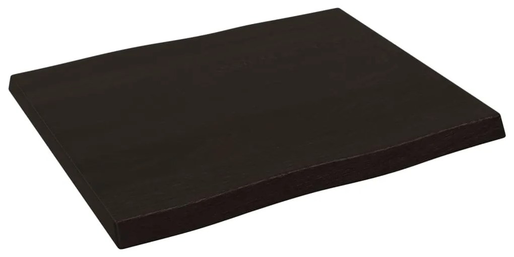 Tampo de mesa com bordas vivas maciço tratado castanho-escuro