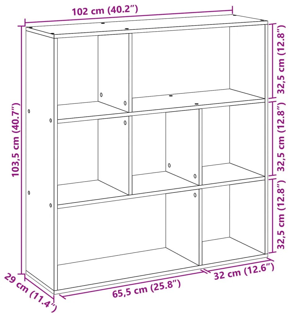 Estante divisória 102x29x103,5 cm deriv. madeira cinza sonoma