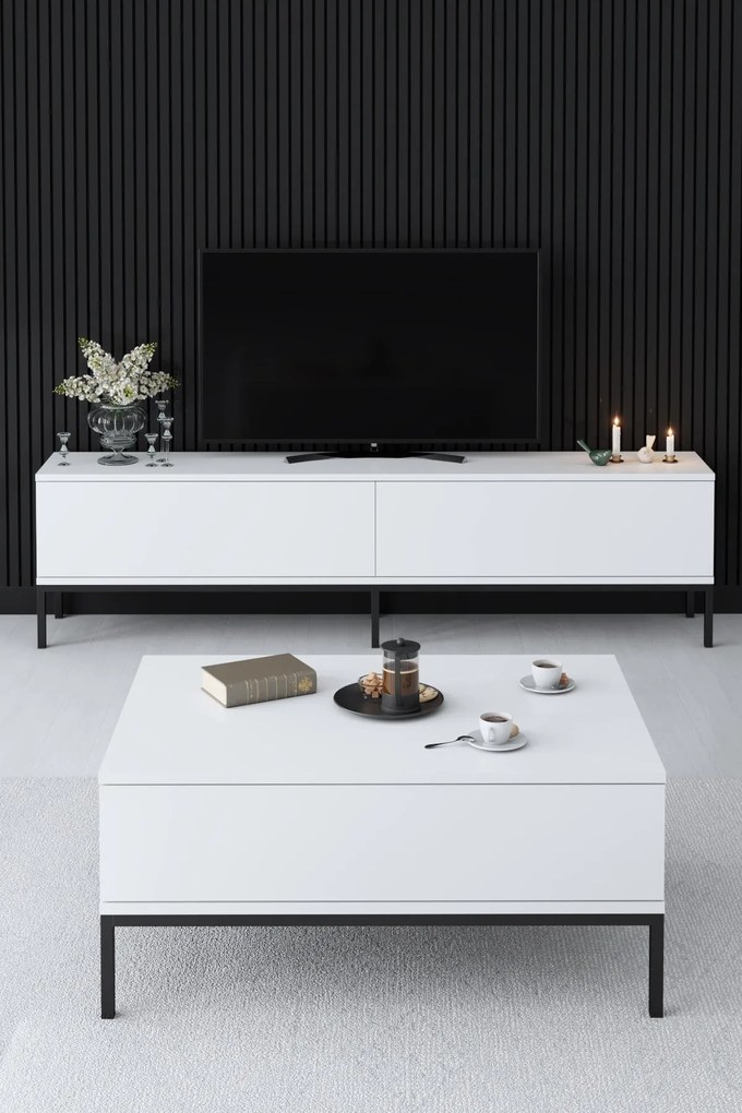 Mesa de Centro Lord – Preto e Branco – 90x40x60 cm