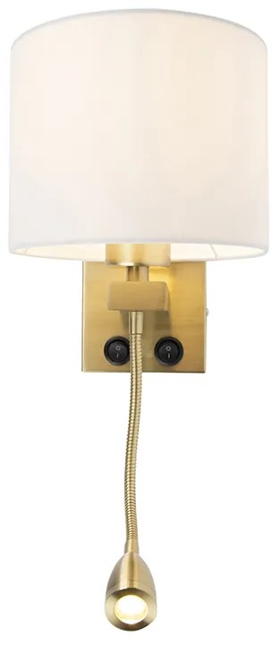 Candeeiro de parede inteligente dourado com abajur branco incl. Wi-Fi A60 - Brescia