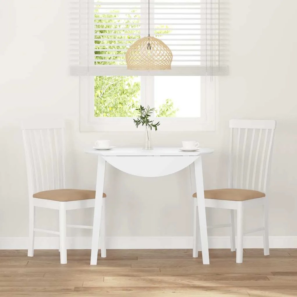 Cadeiras de jantar com almofadões 2 pcs madeira maciça branco