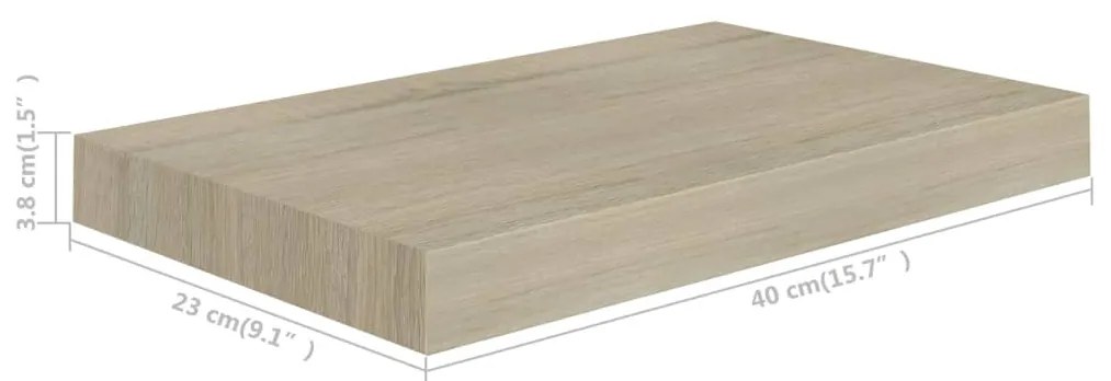 Prateleira de parede suspensa 40x23x3,8 cm MDF cor carvalho