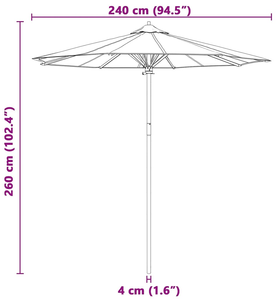 Guarda-sol de Jardim Creme Branco 240x260 cm Bambu