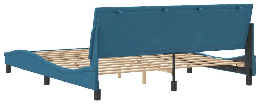 Estrutura de cama c/ cabeceira 180x200 cm veludo azul