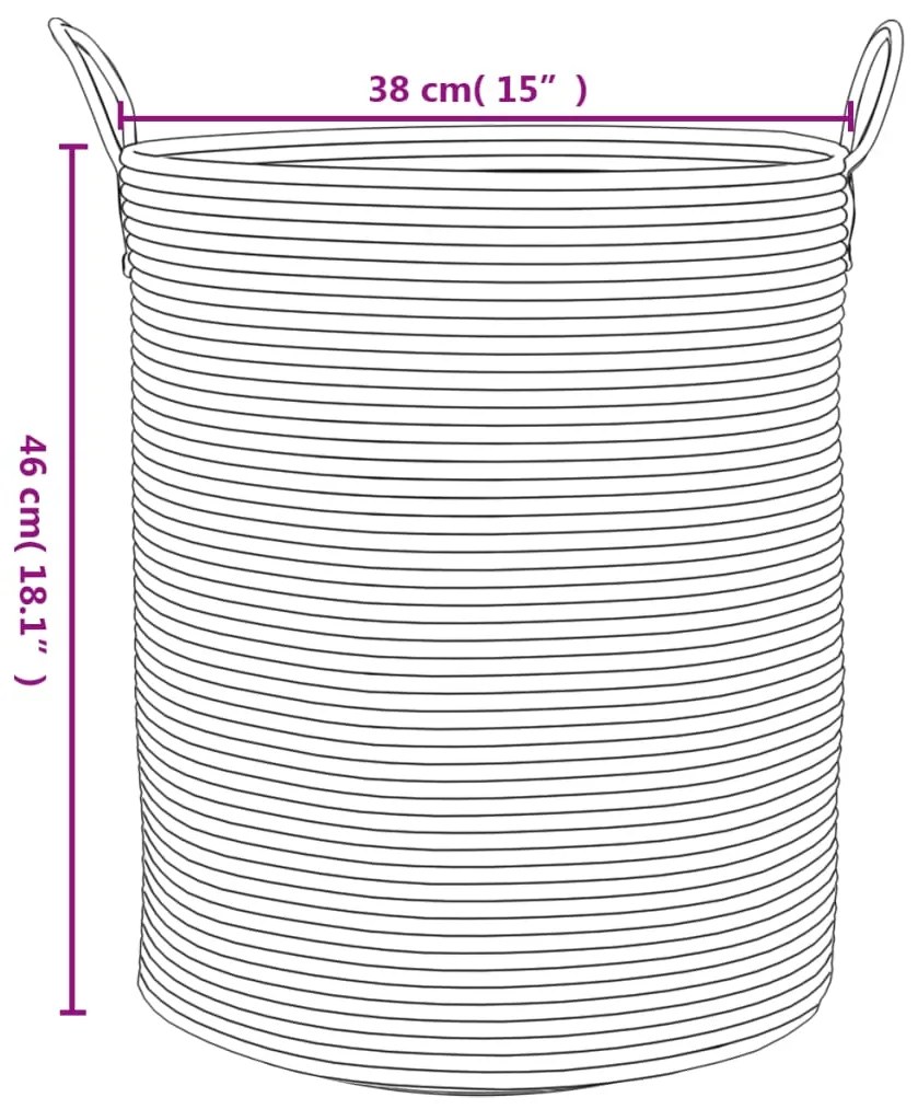 Cesto de arrumação Ø38x46 cm algodão bege e branco