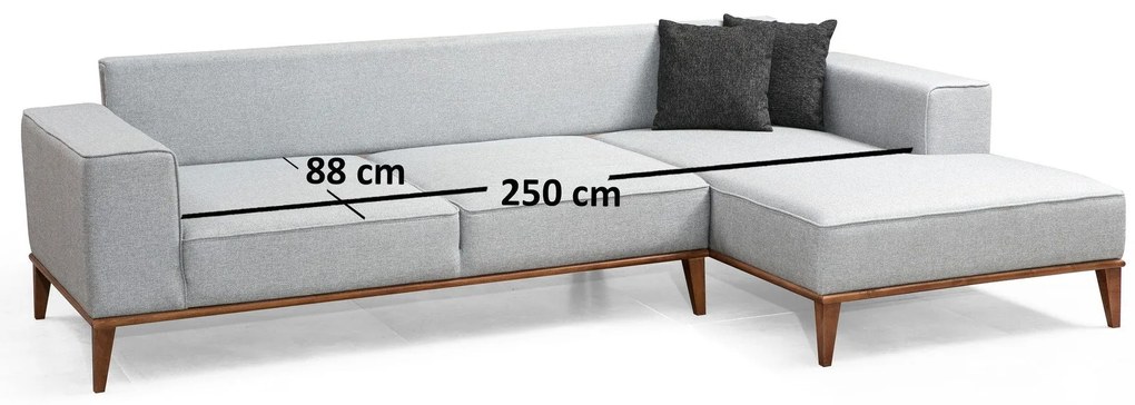 Sofá-Cama de Canto Montana - Cinza Claro - 288 x 160 x 91 x 85 cm