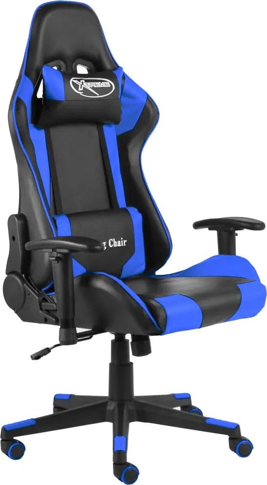 Cadeira de gaming giratória PVC azul