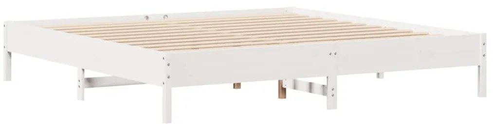 Cama com estante sem colchão 180x200 cm pinho maciço branco
