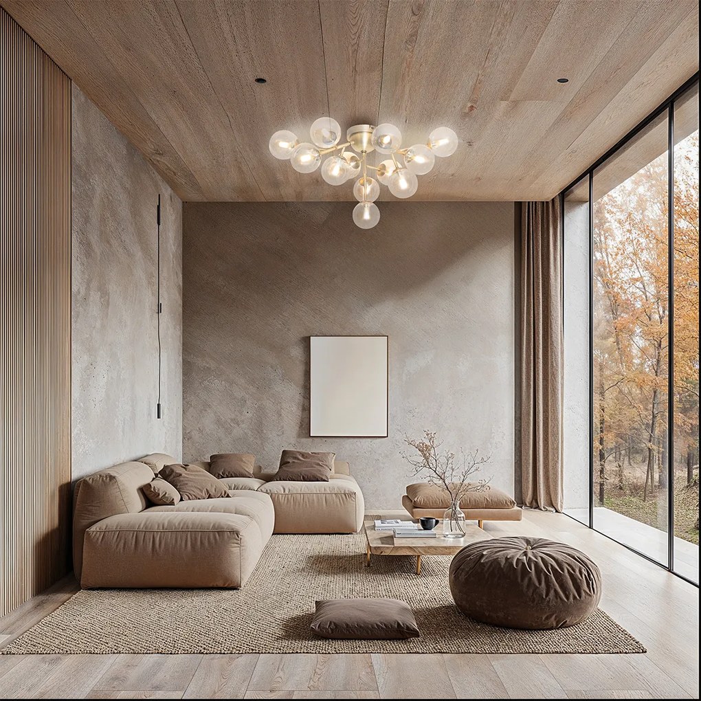 Plafond Inteligente Bronze com Vidro Âmbar 12 Luzes incl. 12 Wifi G9 - Bianca