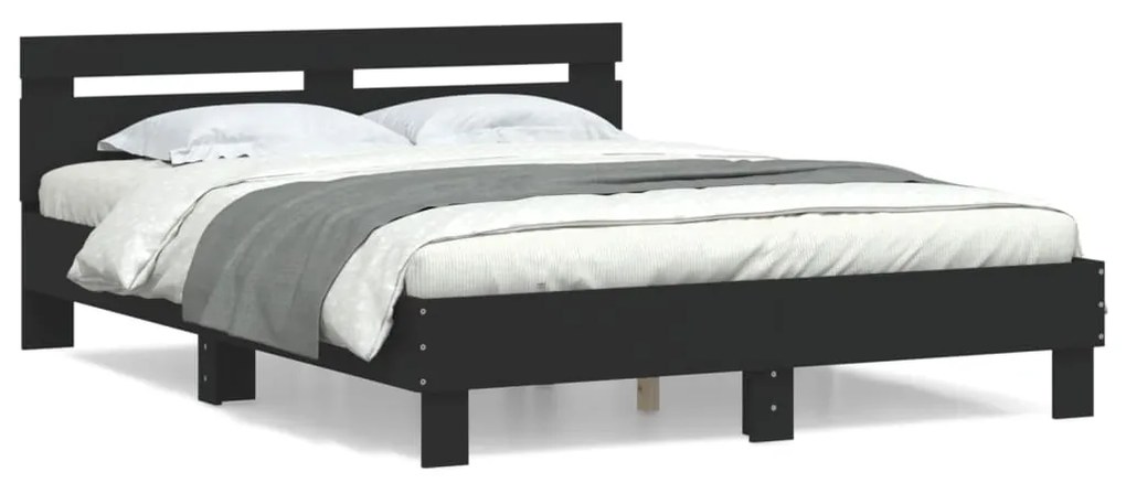 vidaXL Estrutura cama c/ cabeceira 150x200 cm derivados madeira preto