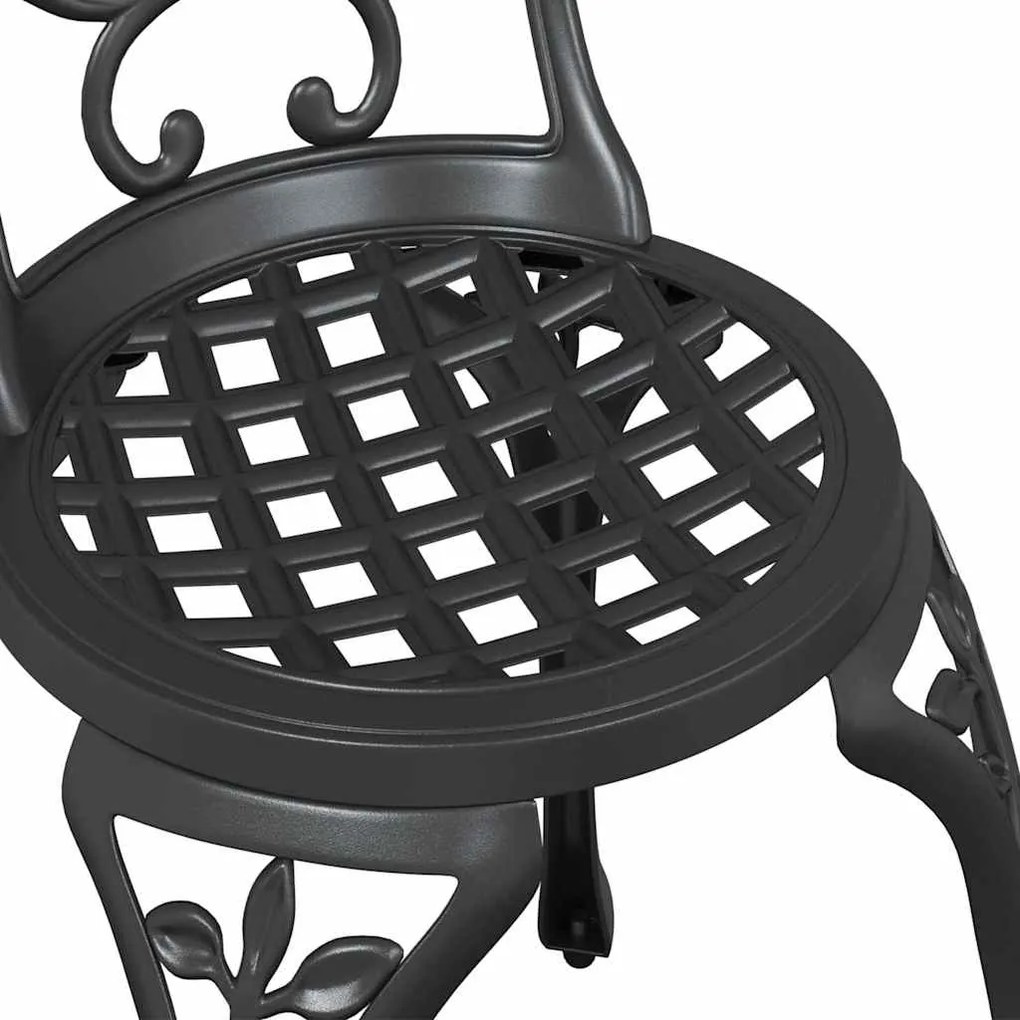 Conjunto de Jardim bistrô de 3 Peças vidaXL Preto em Alumínio Fundido
