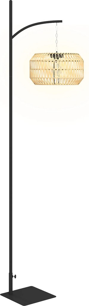 Outsunny Candeeiro solar exterior resina trançada, candeeiro estilo boémio 178cm, sensor de luz, iluminação automática, amarelo | Aosom Portugal