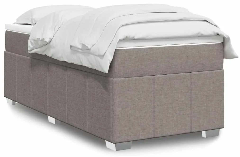 vidaXL Cama com molas/colchão 100x200 cm tecido cinza-acastanhado
