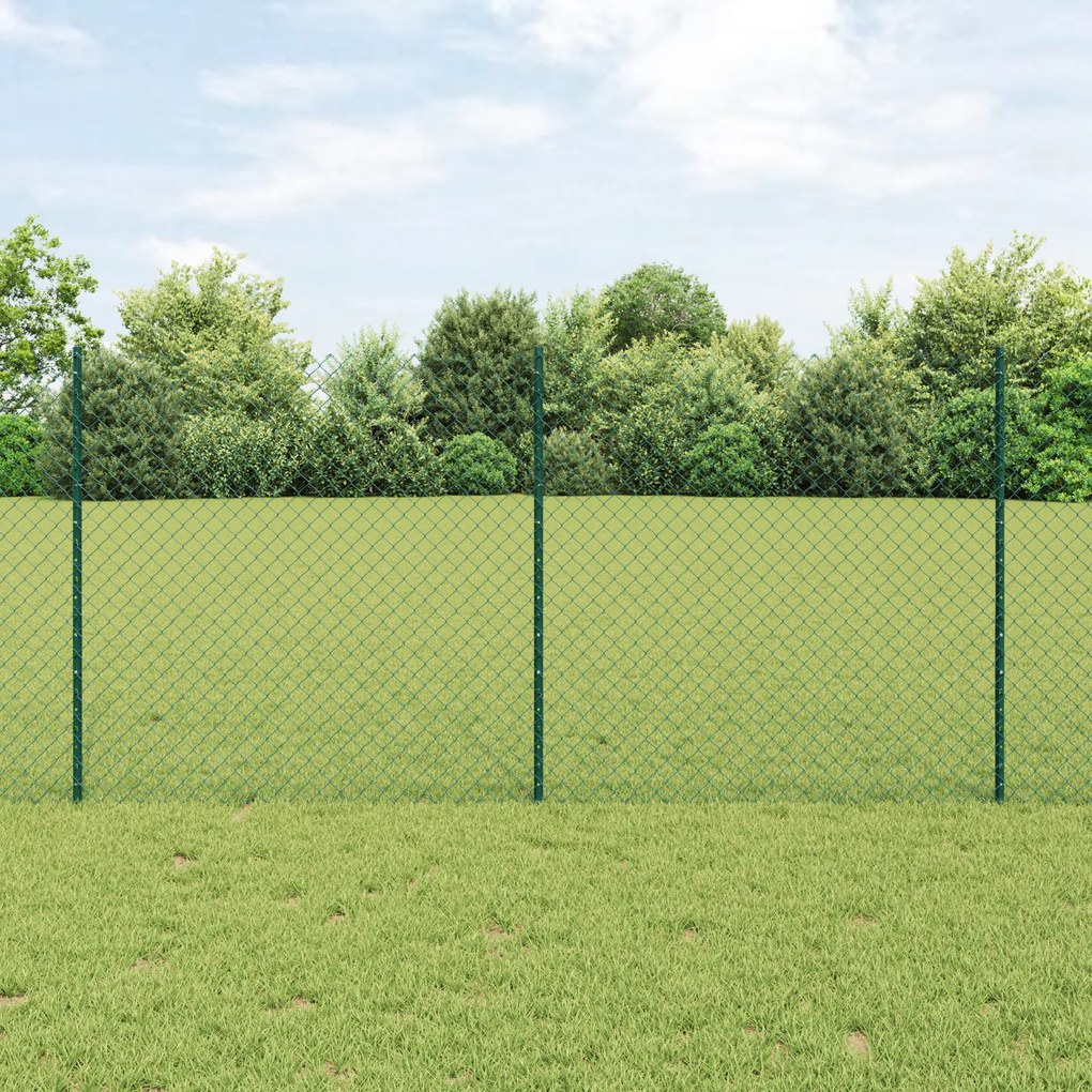 vidaXL Cerca de Cadeia com 10 Postes em U Verde 1.2x10 m Aço