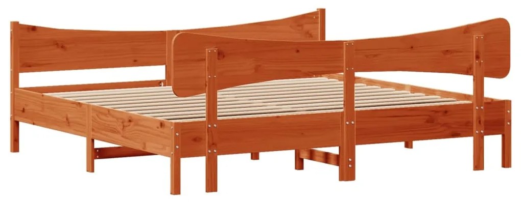 Cama sem colchão 200x200 cm pinho maciço castanho-mel