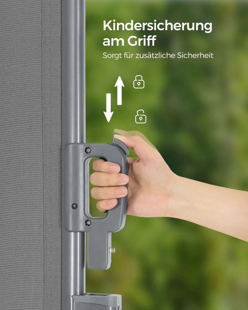 Toldo lateral 180 x 350 cm extensível cinzento