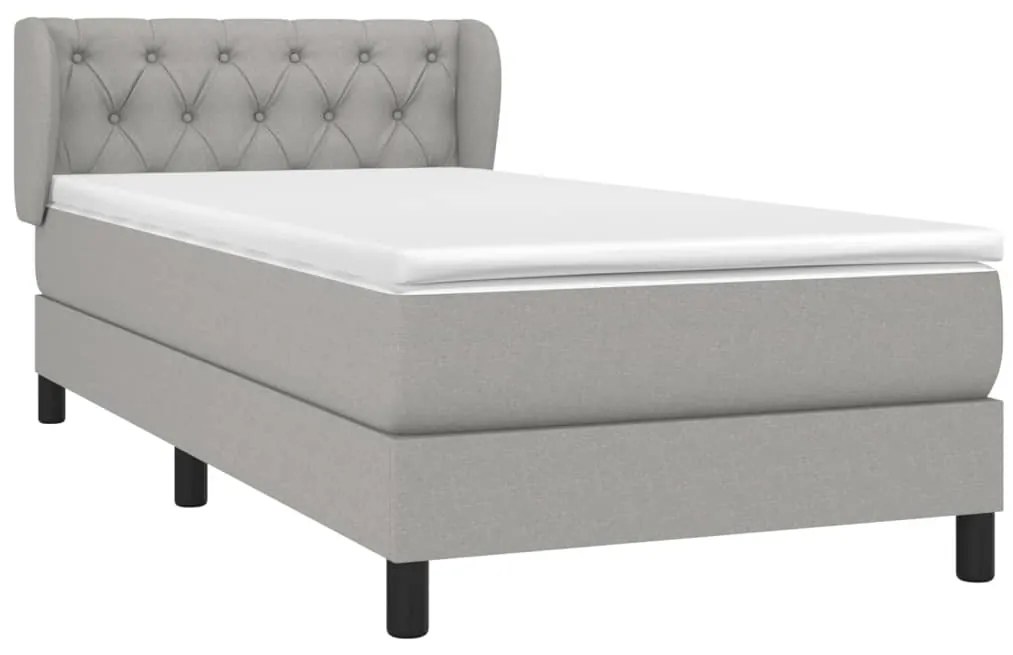 Cama com molas/colchão 80x200 cm tecido cinza-claro