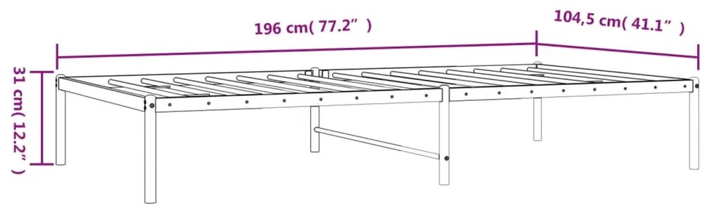 Estrutura de cama 100x190 cm metal branco