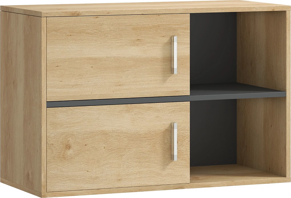 HOMCOM Móvel Casa de Banho com Lavatório de Parede com Compartimentos Abertos e 2 Portas 80x35x57,5 cm Madeira | Aosom Portugal