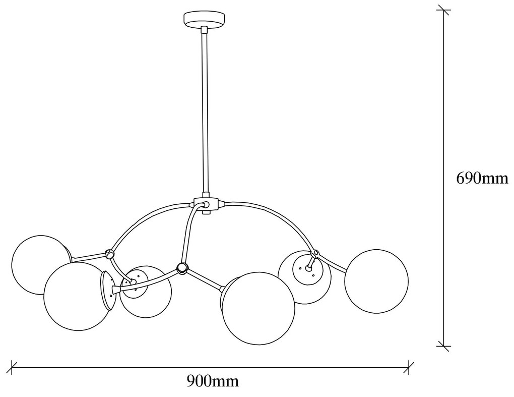 Chandelier Kromozom – Branco e Preto – 90 x 90 cm