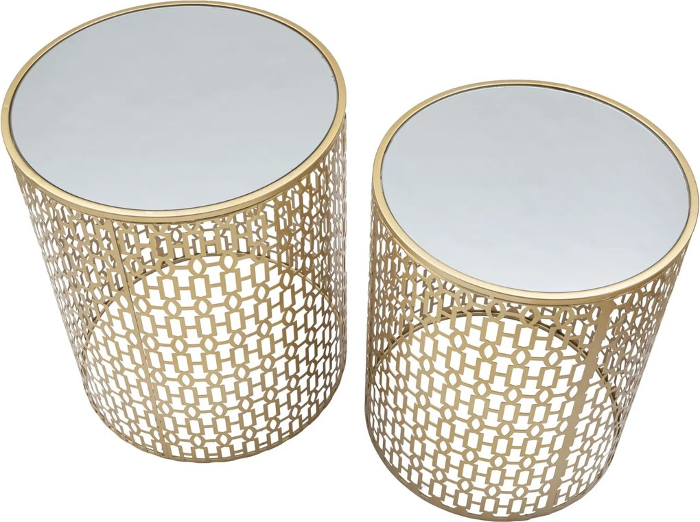 CONJUNTO DE 2 MESAS DE APOIO OBLIN Ø 41X50-37,5X47 CM DOURADO