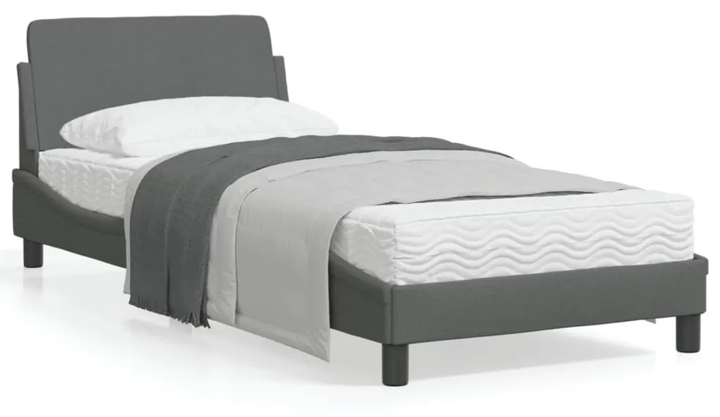 vidaXL Estrutura de cama sem colchão 80x200 cm tecido cinzento-escuro