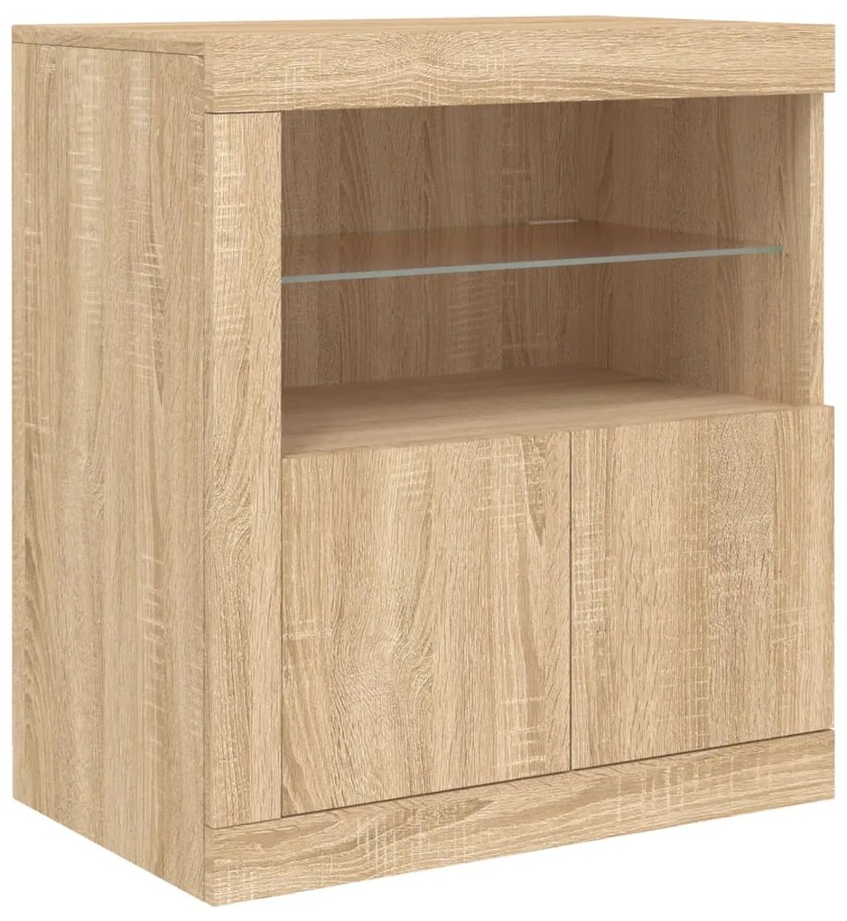 Aparador com luzes LED 283x37x67 cm carvalho sonoma