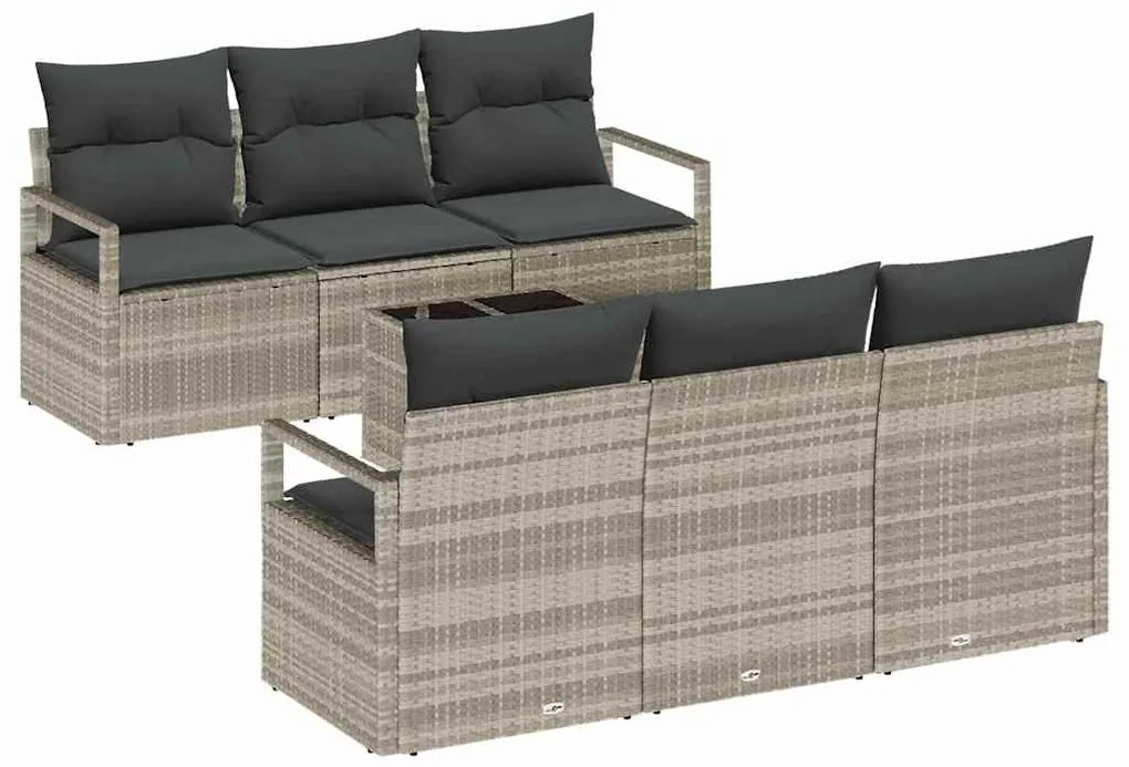 Conjunto de Sofás de Jardim de 7 Peças com Almofadas em Rattan Poly Ci