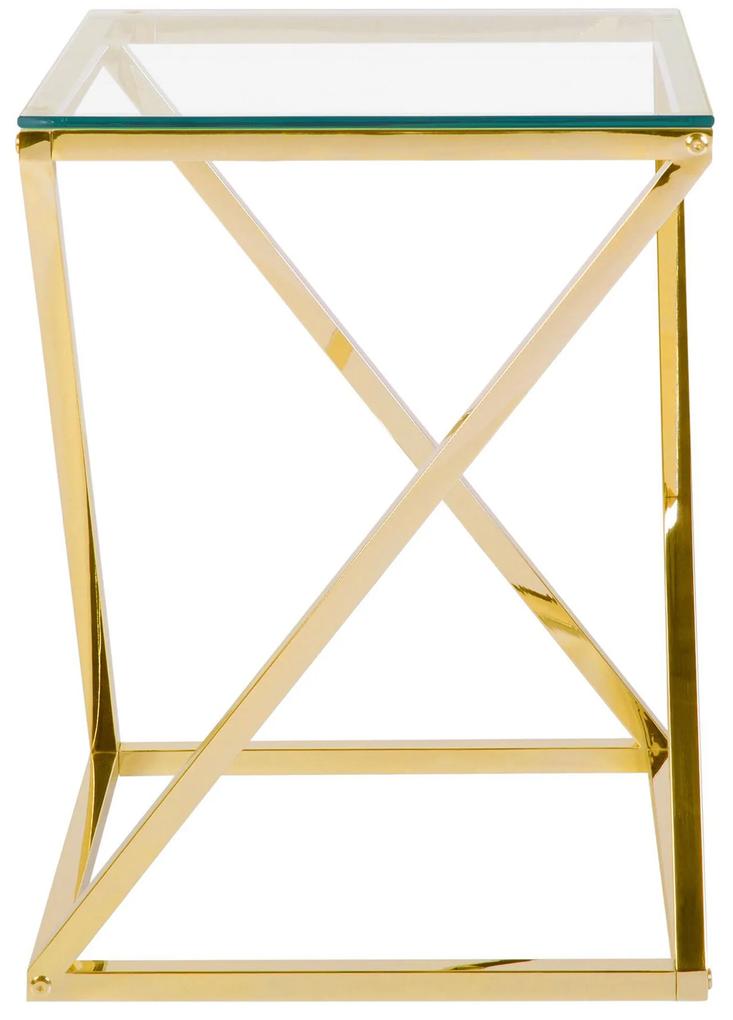 Mesa de apoio dourada com tampo de vidro BEVERLY Beliani