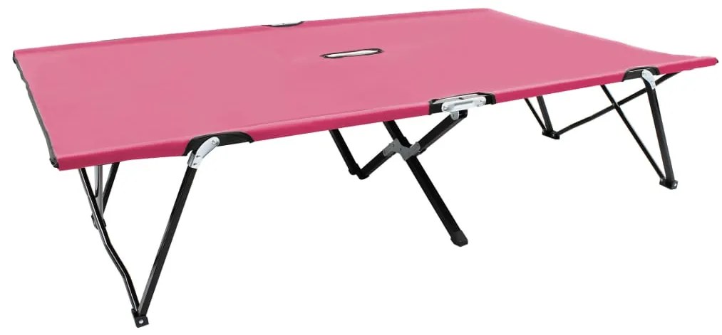 Espreguiçadeira/cama dobrável para 2 pessoas aço cor-de-rosa