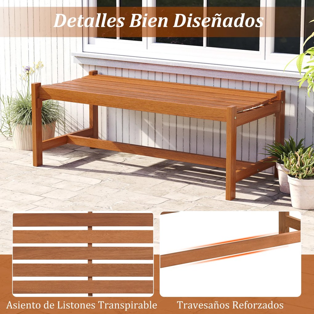 Conjunto de 2 bancos de jardim de 2 lugares,112 x 51 x 41,5 cm (MESA NÃO INCLUIDA), em madeira com acabamento a óleo de teca e assento curvo em ripas,