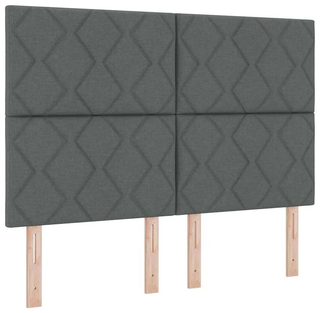 Cama Box com Colchão e LED Cinza Escuro, 140x200 cm em Tecido