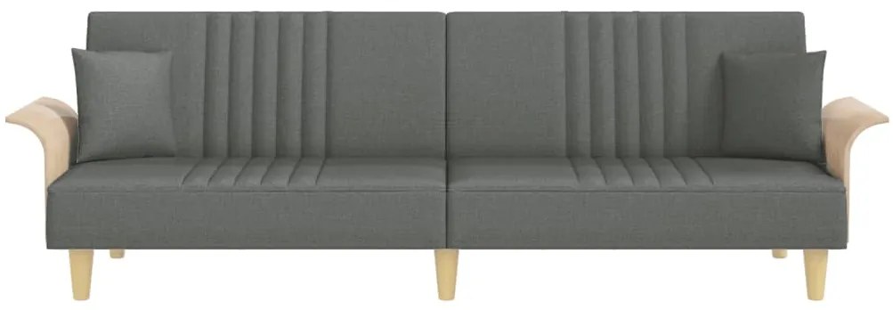 Sofá-cama com apoio de braços tecido cinzento-escuro