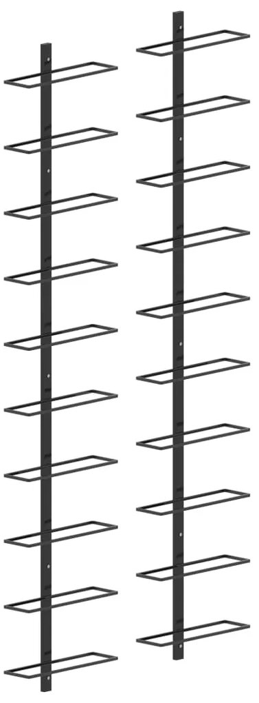 vidaXL Garrafeiras de parede para 20 garrafas 2 pcs metal preto