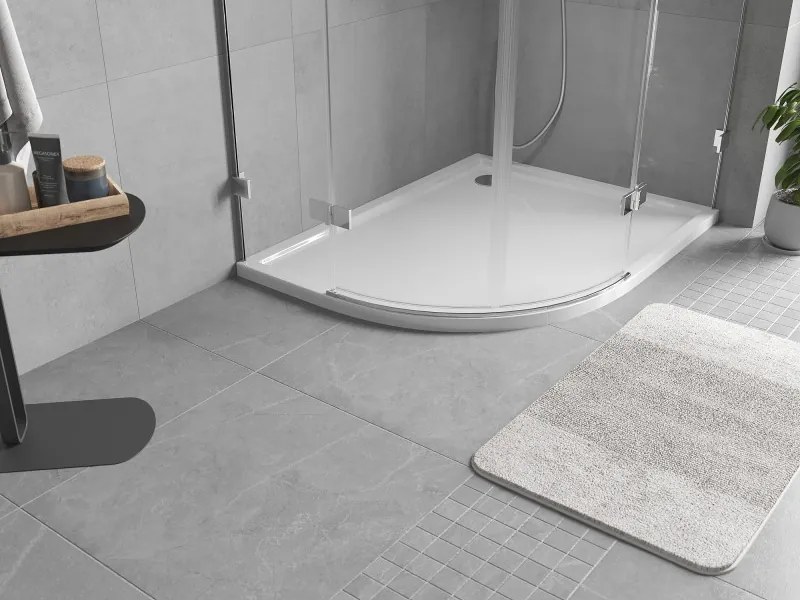 Mexen Flow base de duche semicircular assimétrica slim direita 100 x 80 cm, branco brilhante - 46Q108010R