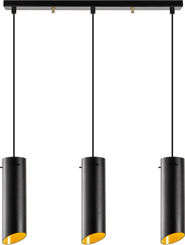 Candeeiro de Teto Sivani – Preto e Amarelo – 60 x 8 cm