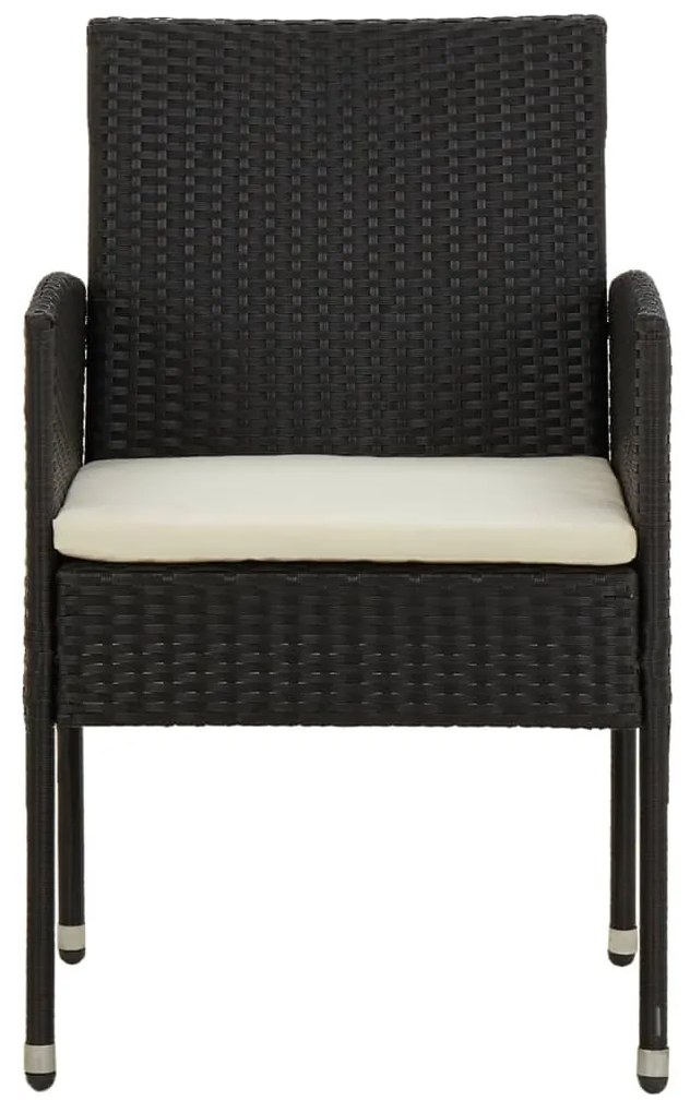 5 pcs Conjunto de jantar p/ exterior vime PE preto