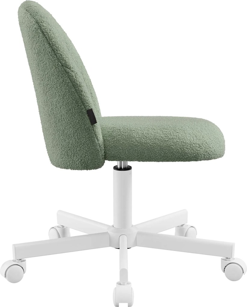 Cadeira de toucador ou cadeira de escritório, revestimento em tecido Teddy Fleece verde
